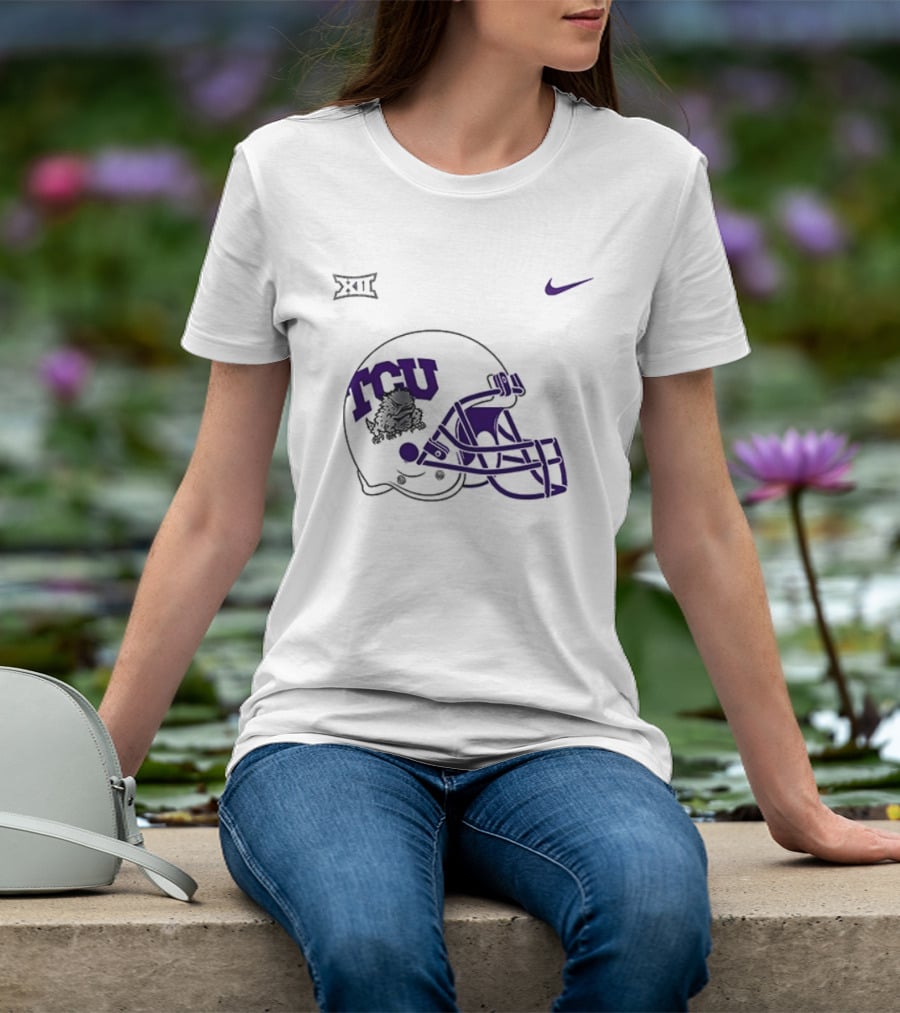 TCU Horned Frogs Football Helmet Nike Big 12 Conference T-Shirt