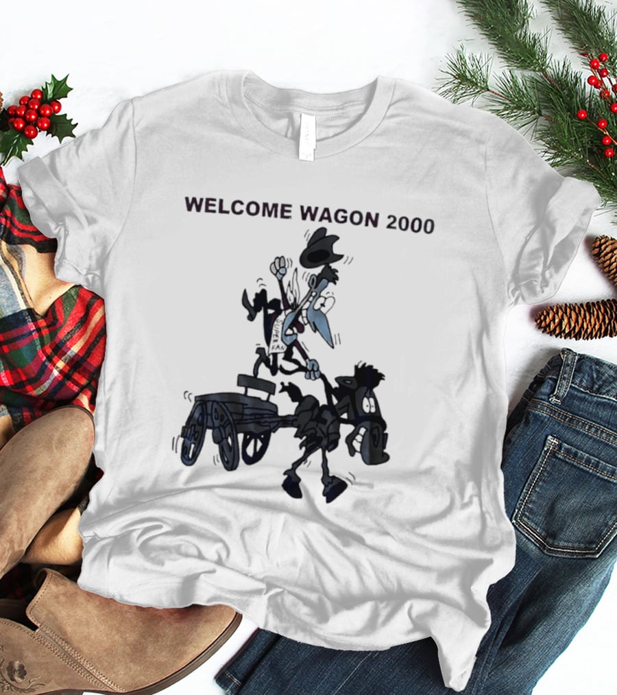 Welcome Wagon 2000 Cartoon Cowboy On A Horse T-Shirt