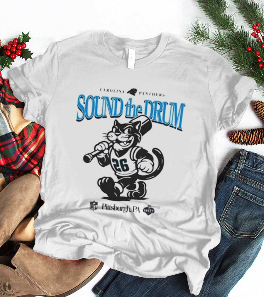 Carolina Panthers Sound The Drum Pittsburgh PA 95 Panther Cartoon T-Shirt