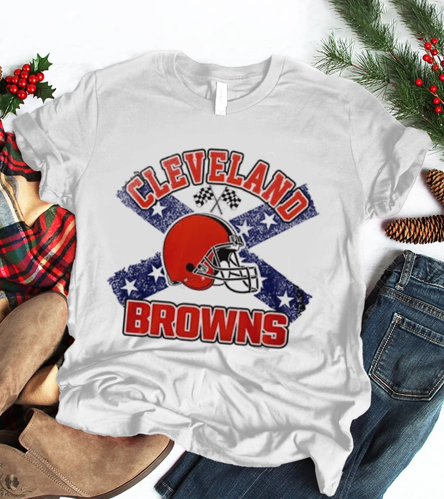 Cleveland Browns Helmet Dukes Of Hazzard Flag T-Shirt