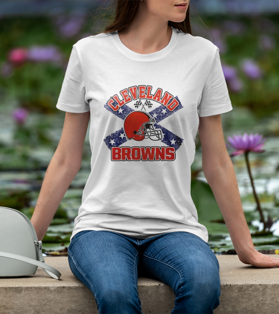 Cleveland Browns Helmet Dukes Of Hazzard Flag T-Shirt