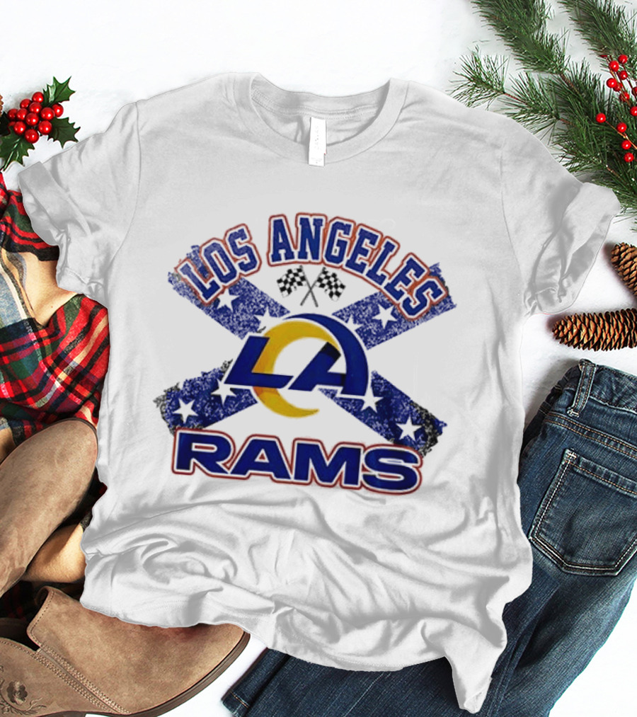 Los Angeles Rams LA Dukes Of Hazzard Crossed Flags T-Shirt