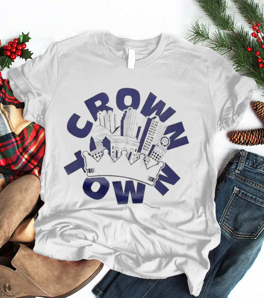 Original Charlie Hustle Crown Town Cityscape White Cap T-Shirt