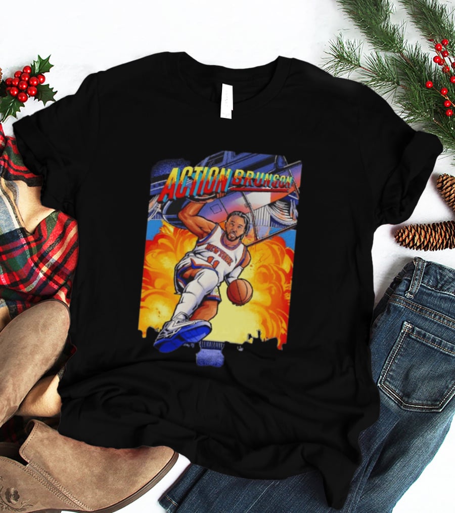 Action Brunson New York Knicks Basketball Comic Explosive Dynamic T-Shirt