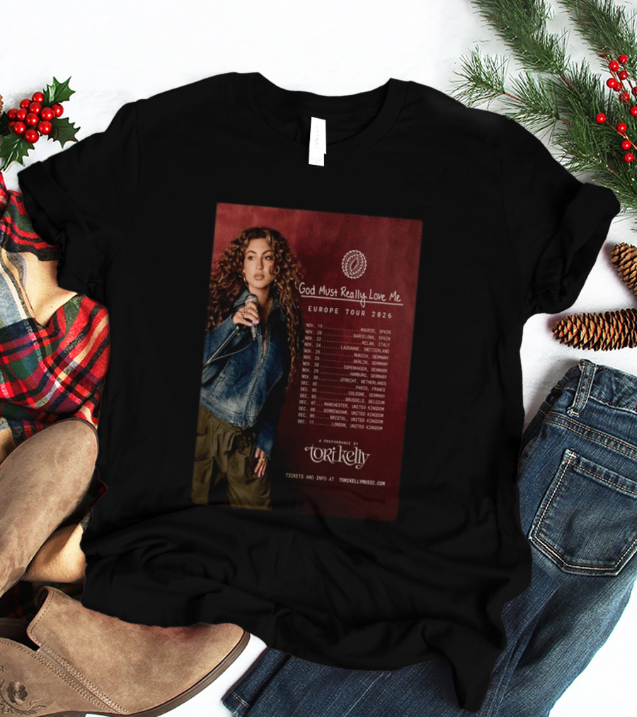 Tori Kelly Europe Tour 2026 God Must Really Love Me Concert Dates T-Shirt