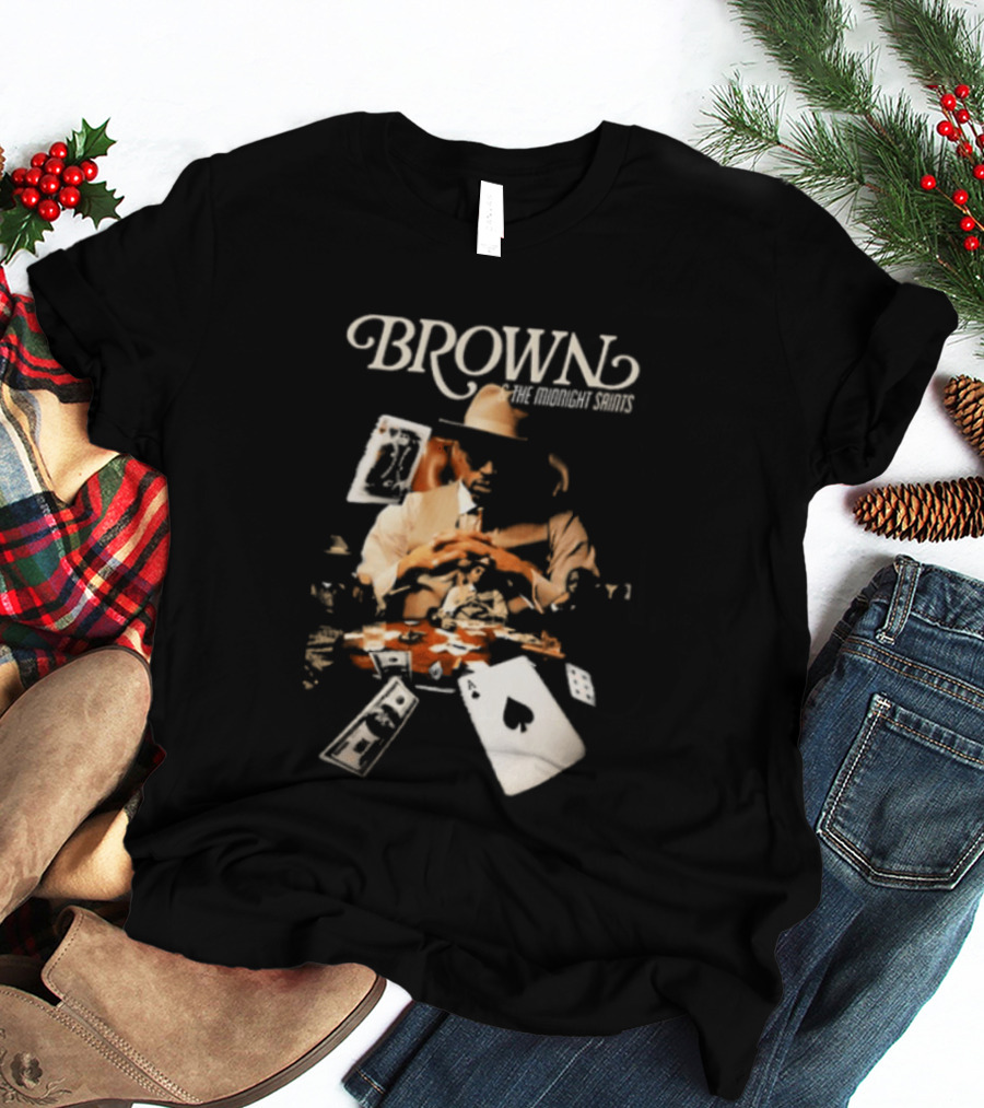 BROWN The Midnight Saints Playing Cards And Chips Explosion T-Shirt