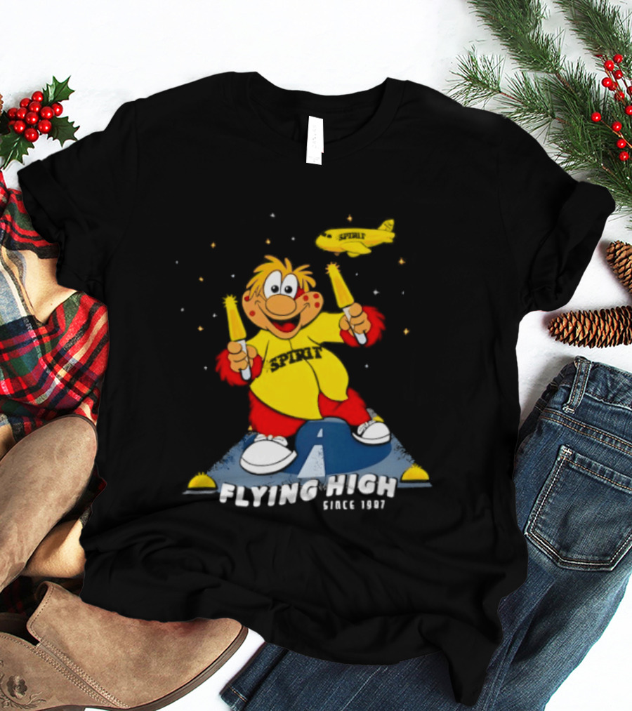 Inland Empire 66ers Baseball Mascot Celebrating Flying High Since 1987 With Spirit Airlines Memorabilia T-Shirt