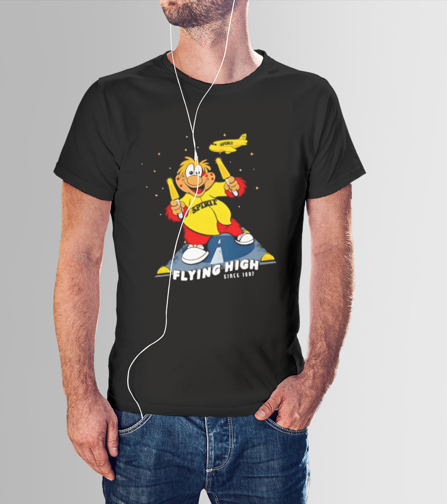 Inland Empire 66ers Baseball Mascot Celebrating Flying High Since 1987 With Spirit Airlines Memorabilia T-Shirt