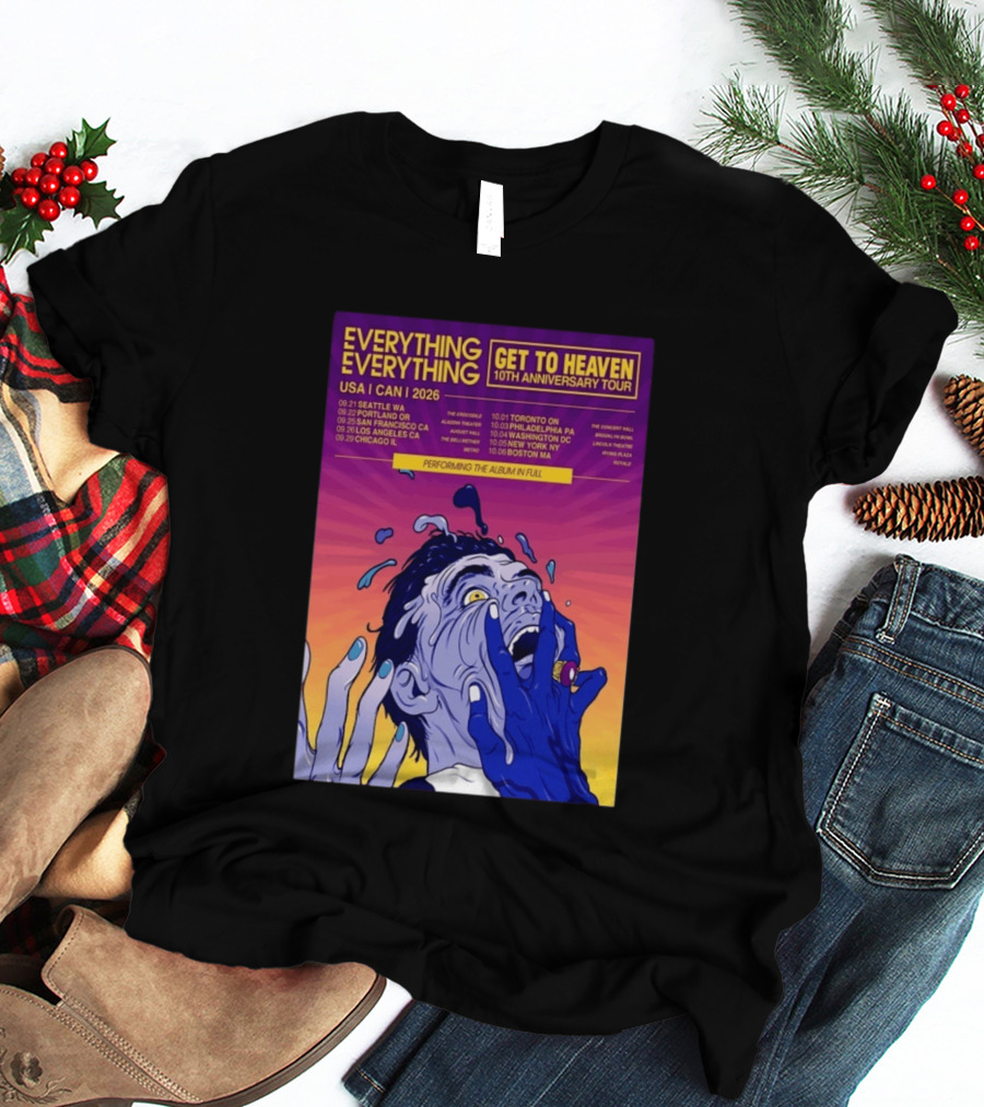 Everything Everything Get To Heaven 10th Anniversary Tour 2026 USA Canada Dates T-Shirt