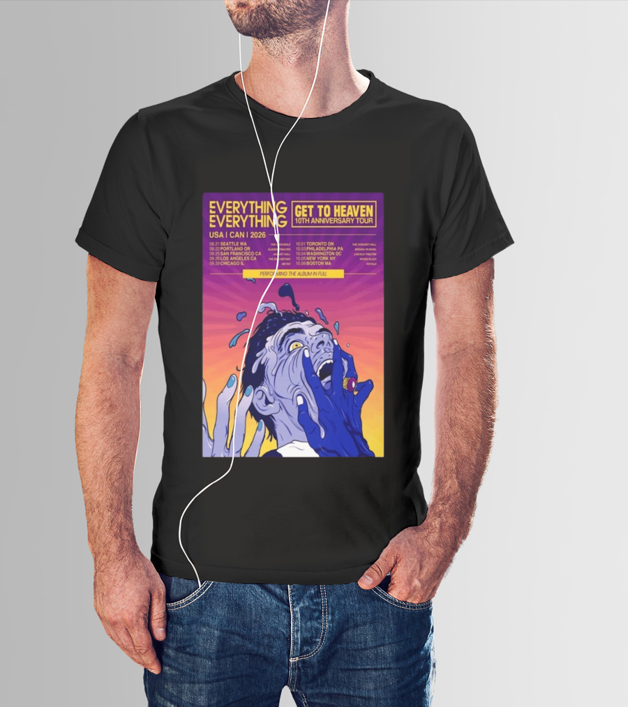 Everything Everything Get To Heaven 10th Anniversary Tour 2026 USA Canada Dates T-Shirt