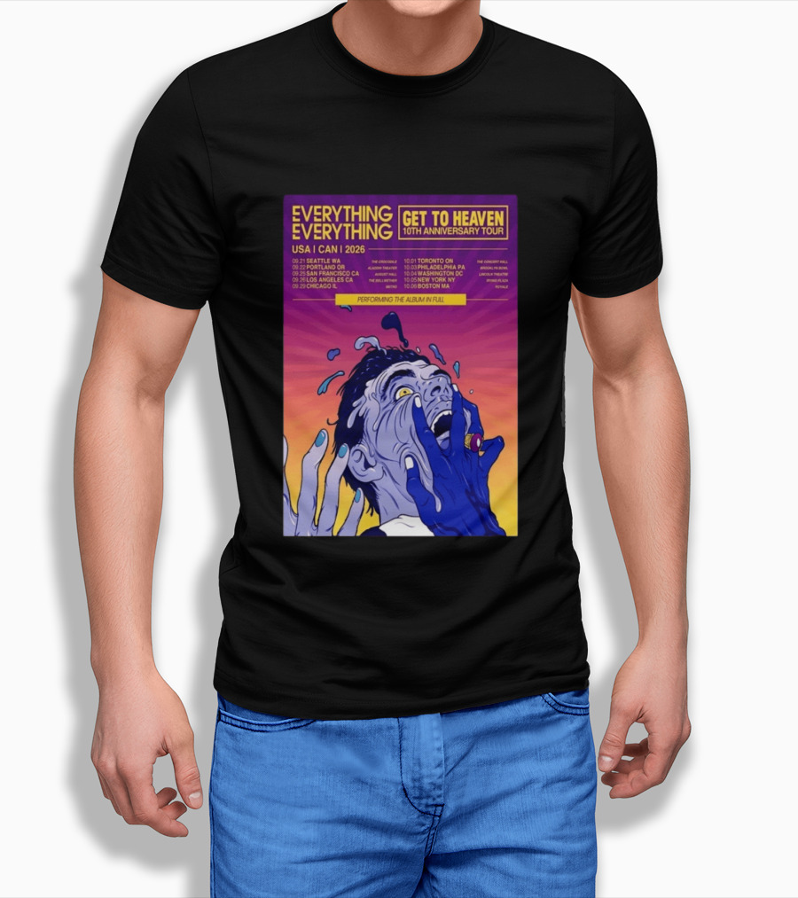 Everything Everything Get To Heaven 10th Anniversary Tour 2026 USA Canada Dates T-Shirt