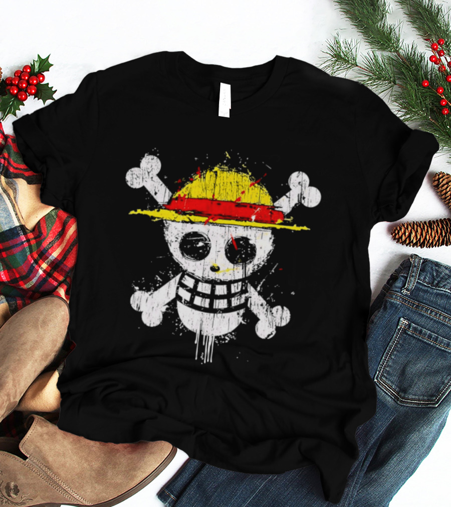 Jolly Roger Straw Hat Pirate Skull Monkey D. Luffy One Piece T-Shirt