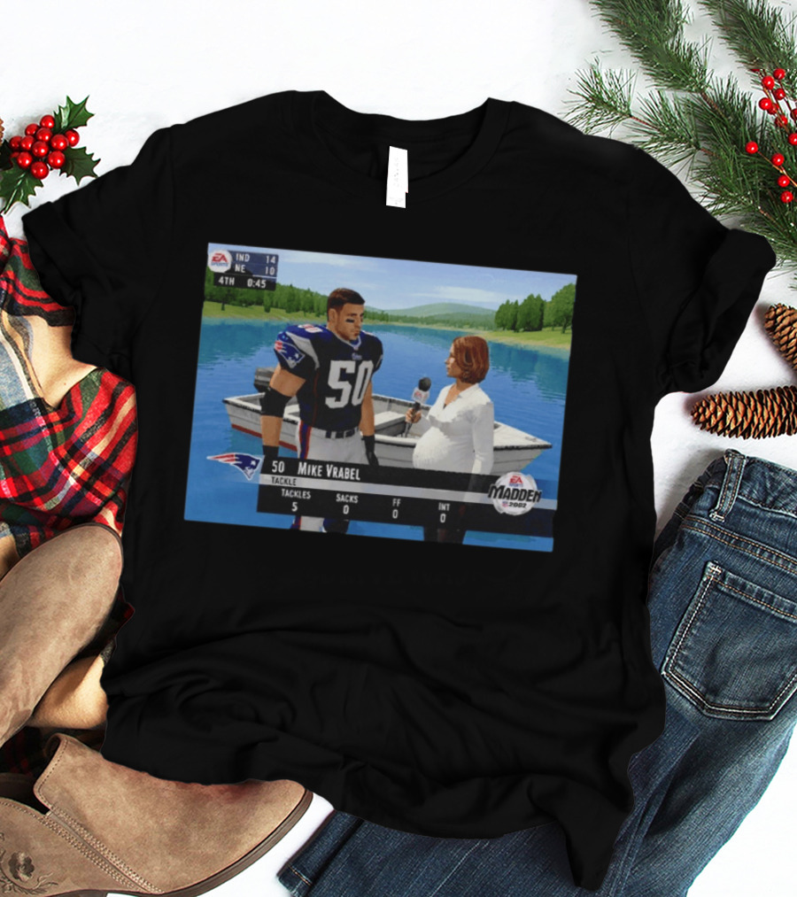 EA Madden 2002 Mike Vrabel Interview Football Patriots Video Game Scene T-Shirt