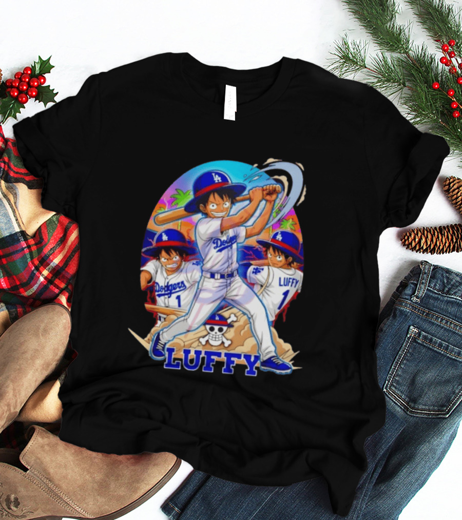Monkey D. Luffy Dodgers Baseball 2026 Anime T-Shirt