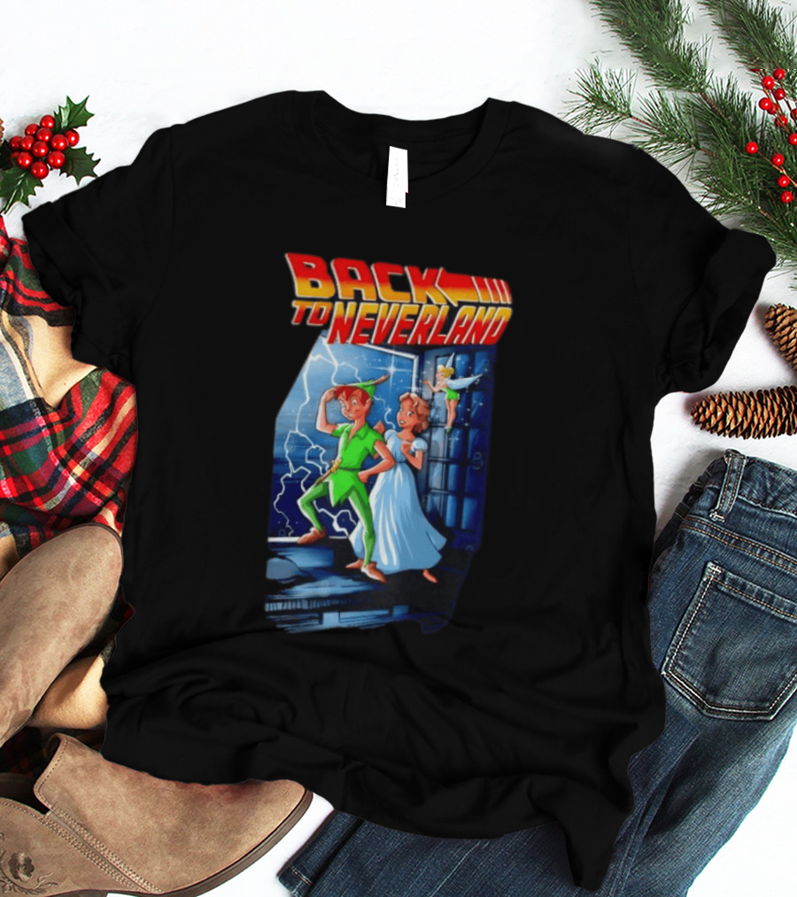 Back To Neverland Peter Pan Wendy Tinkerbell Mashup Back To The Future T-Shirt