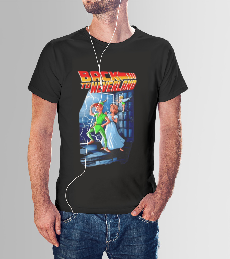 Back To Neverland Peter Pan Wendy Tinkerbell Mashup Back To The Future T-Shirt
