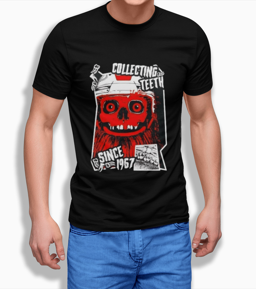 Philadelphia Flyers Gritty Collecting Teeth Since 1967 Monster Face Helmet T-Shirt
