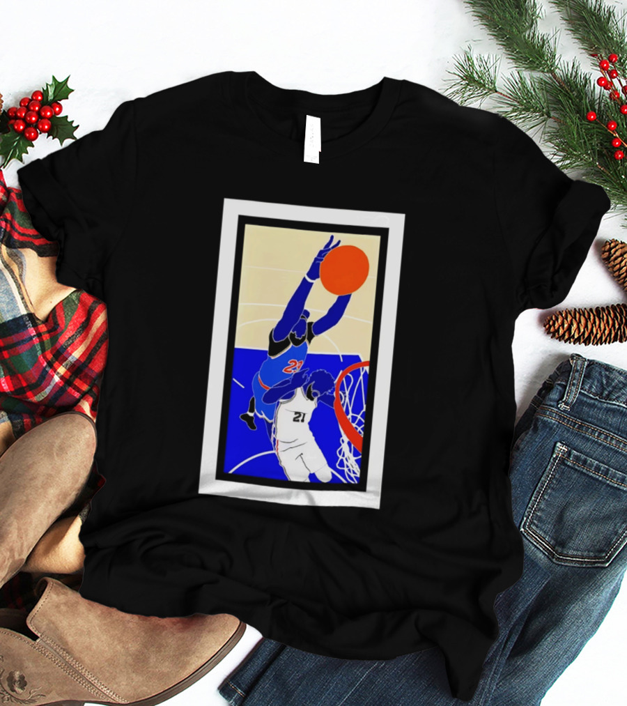 Mitchell Robinson Slam Dunk Over Joel Embiid New York Knicks T-Shirt