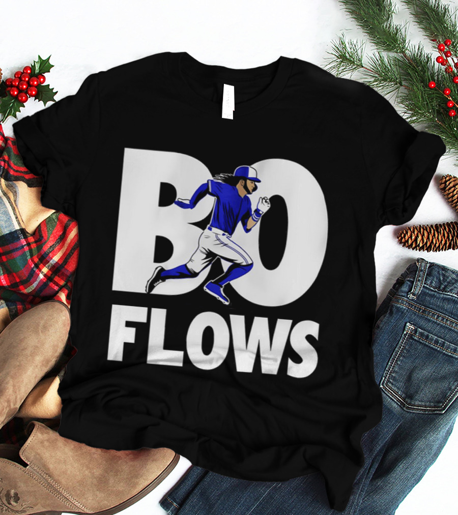 Bo Flows Running Baseball Player In Blue Uniform T-Shirt
