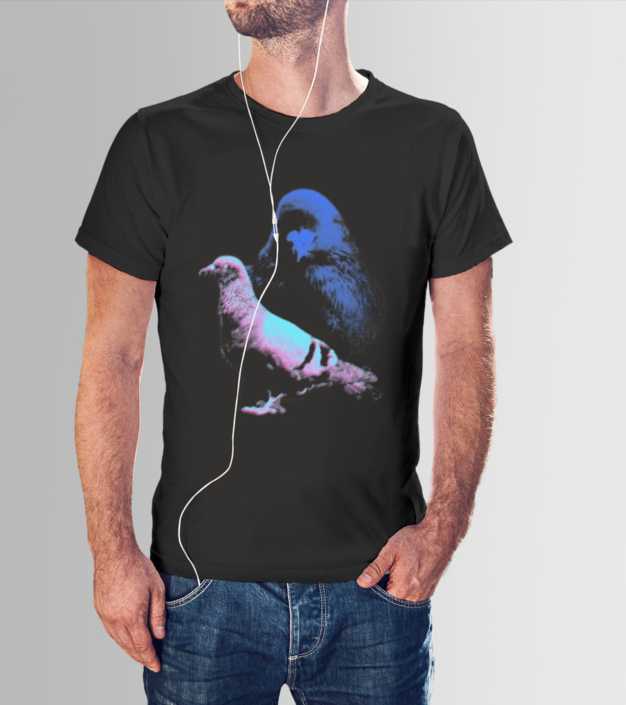 It's Just A Pigeon Neon Duo Bold Colors Contrast T-Shirt