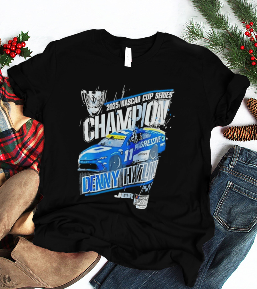 Denny Hamlin 2025 NASCAR Cup Series Champion Progressive Car 11 Joe Gibbs Racing T-Shirt