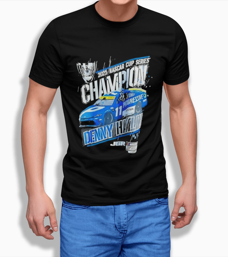 Denny Hamlin 2025 NASCAR Cup Series Champion Progressive Car 11 Joe Gibbs Racing T-Shirt