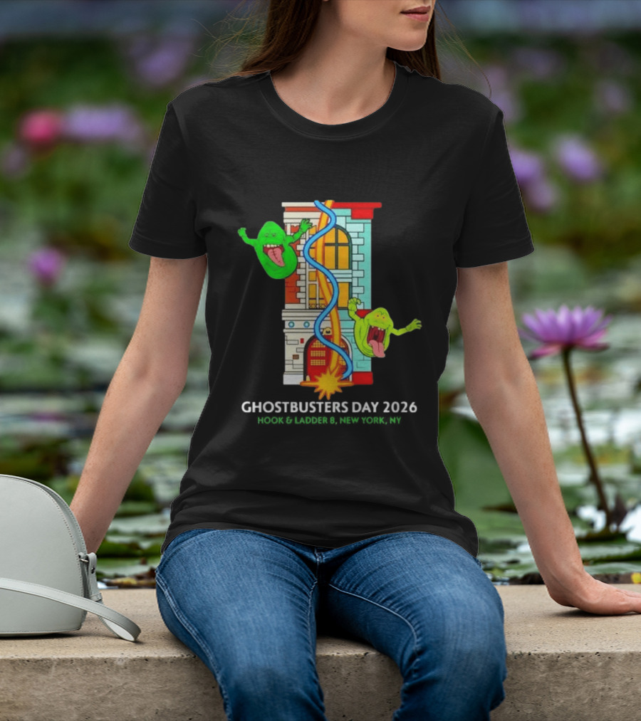 Ghostbusters Day 2026 Hook & Ladder 8 Firehouse Slimer Double Feature T-Shirt