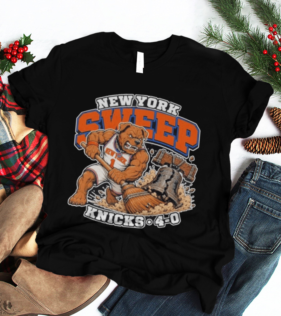 New York Knicks Sweep 76ers Bell Cracked 4 0 T-Shirt