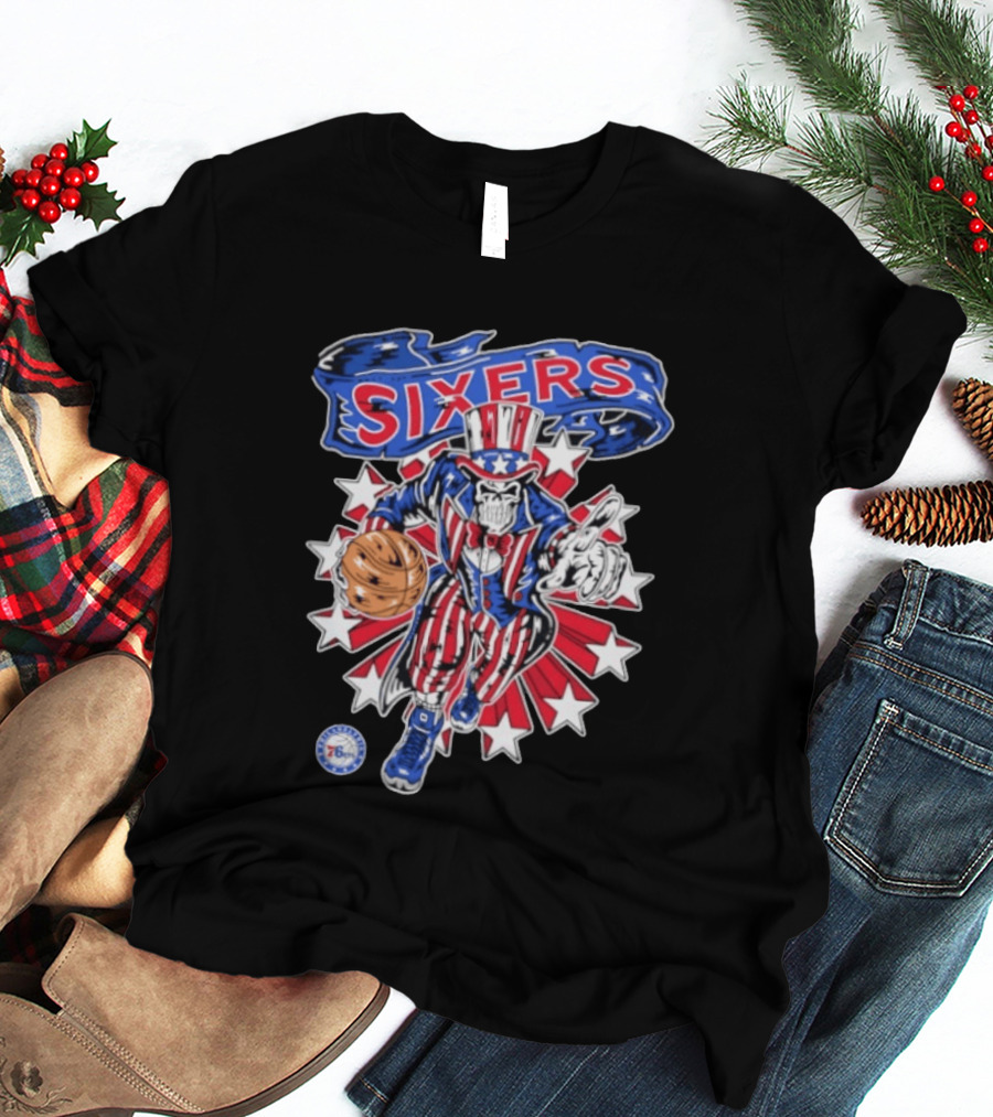 Philadelphia 76ers Warren Lotas Stars And Stripes Uncle Sam Basketball T-Shirt
