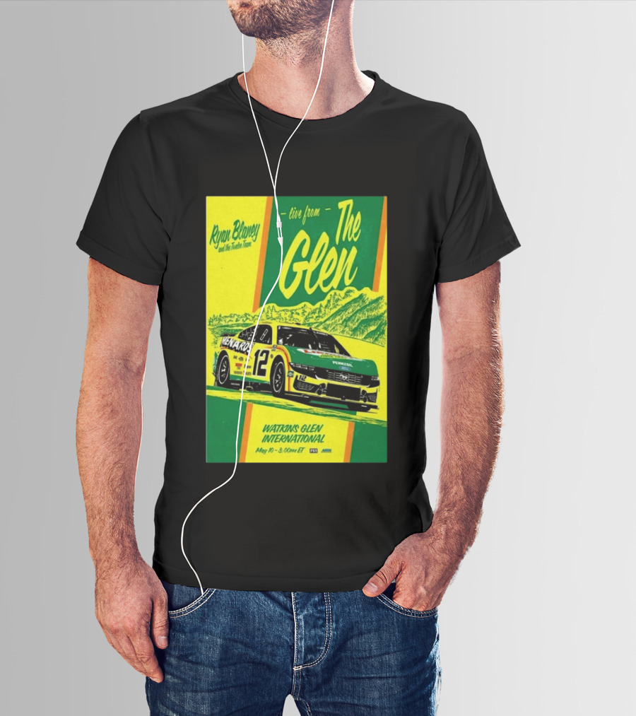 Ryan Blaney Live From The Glen Watkins Glen International May 10 3:00pm ET NASCAR Race Team Menards Pennzoil Car 12 T-Shirt