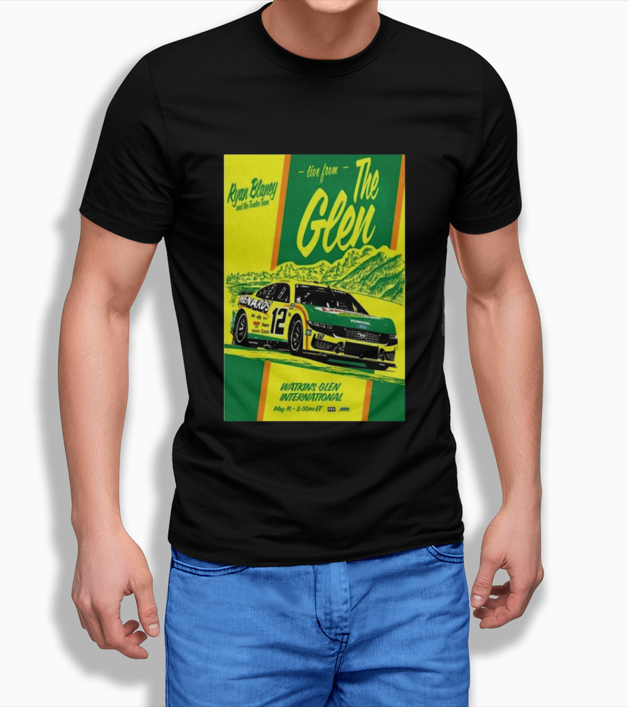 Ryan Blaney Live From The Glen Watkins Glen International May 10 3:00pm ET NASCAR Race Team Menards Pennzoil Car 12 T-Shirt