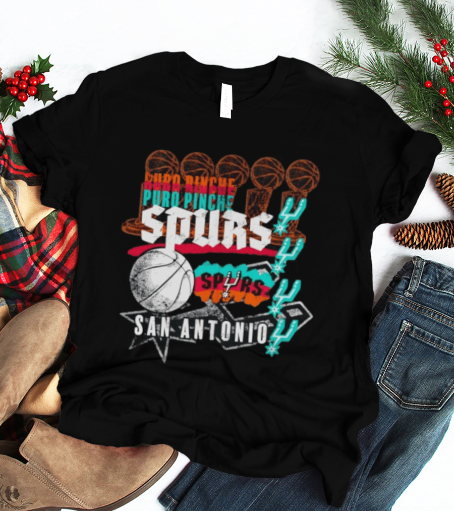 San Antonio Spurs Puro Pinche Basketball Trophy Icons And 90s T-Shirt