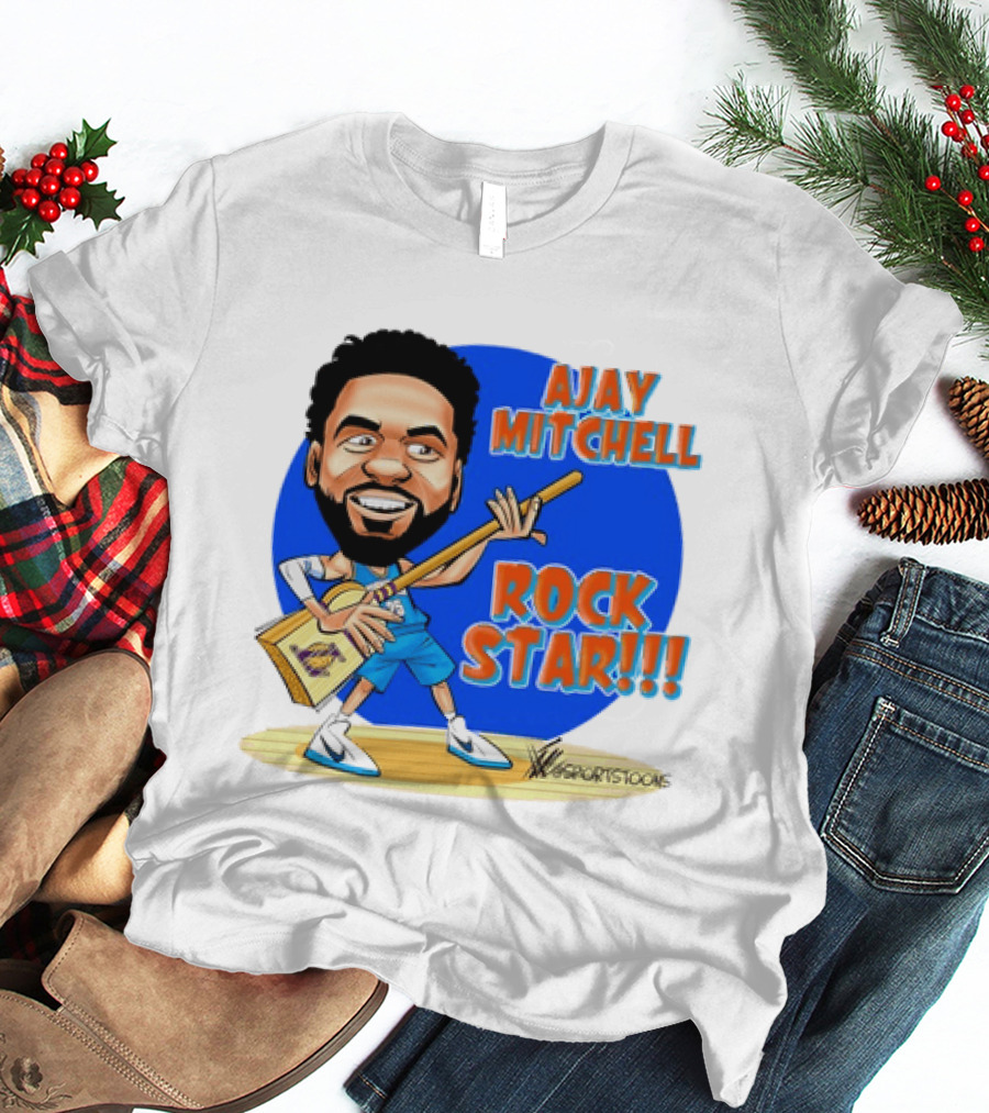 Ajay Mitchell Oklahoma City Thunder Rock Star Basketball Caricature T-Shirt
