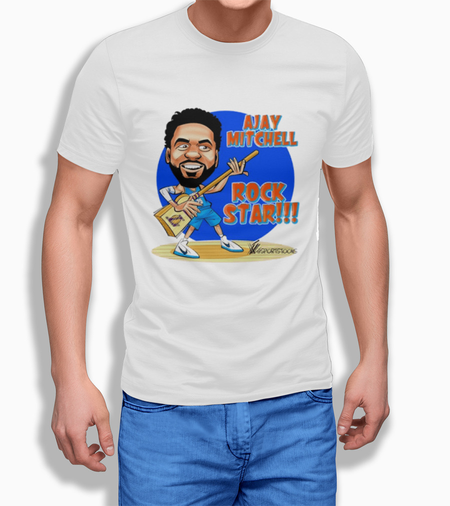 Ajay Mitchell Oklahoma City Thunder Rock Star Basketball Caricature T-Shirt
