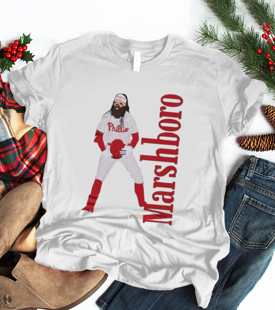 Brandon Marshboro Phillies Player Uniform Red Vertical T-Shirt