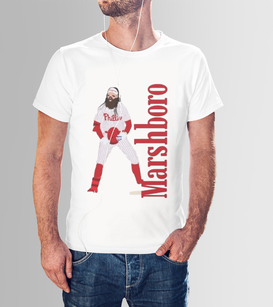 Brandon Marshboro Phillies Player Uniform Red Vertical T-Shirt