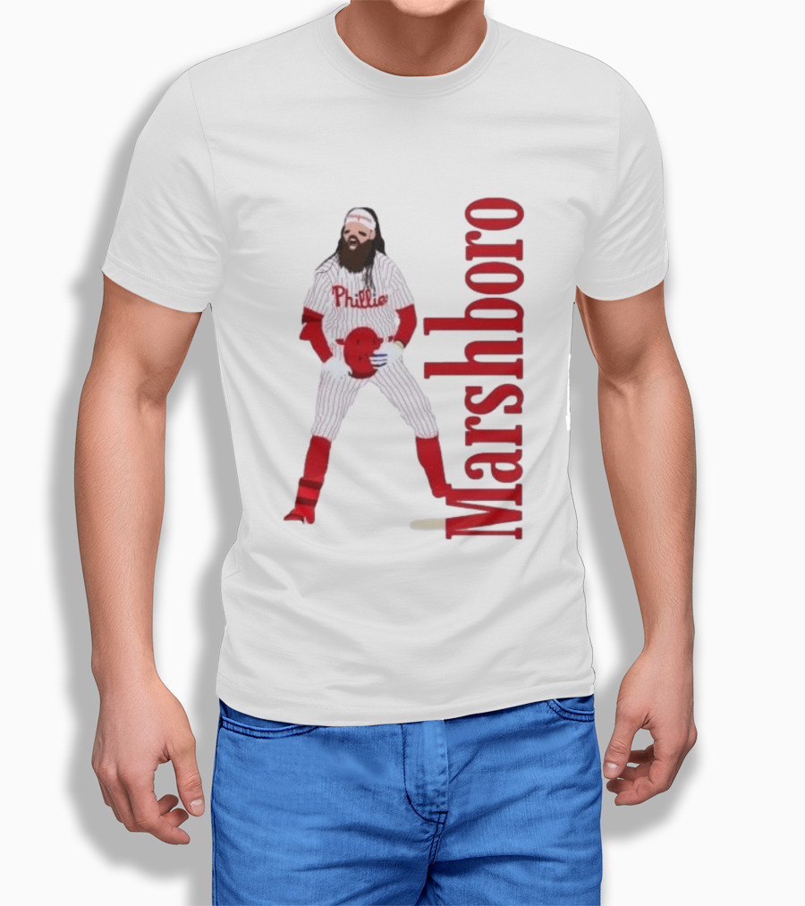 Brandon Marshboro Phillies Player Uniform Red Vertical T-Shirt