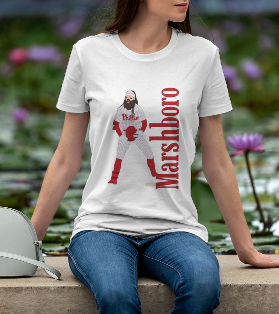 Brandon Marshboro Phillies Player Uniform Red Vertical T-Shirt