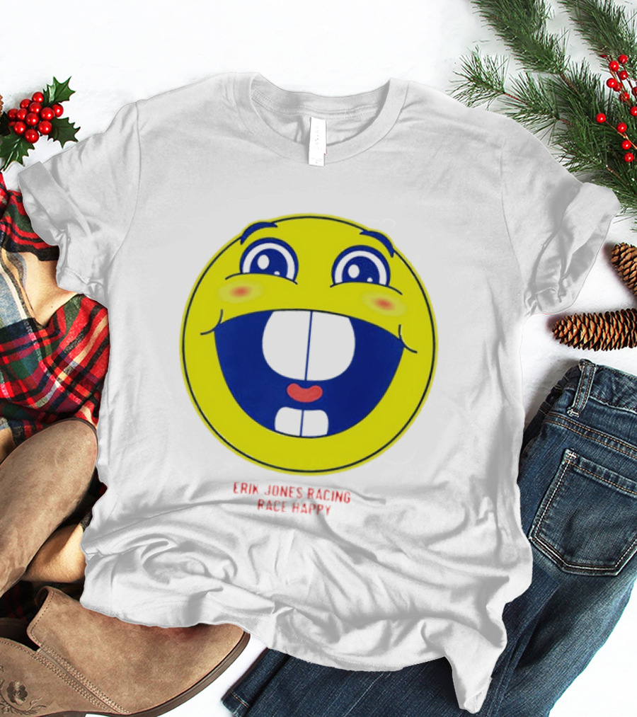 Erik Jones Racing Race Happy Yellow Smiley Face T-Shirt
