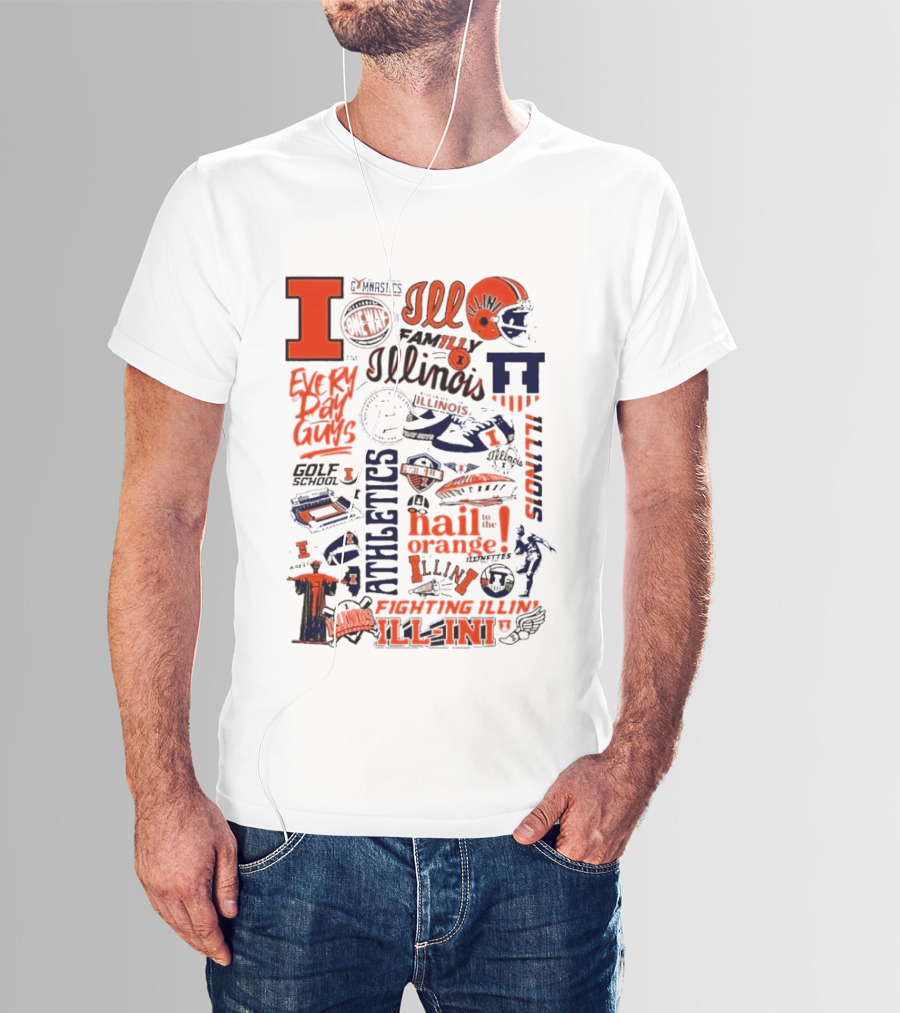 Illinois Fighting Illini Athletics Symbols Illini Orange Blue Football Basketball Golf Illini Till I Die T-Shirt