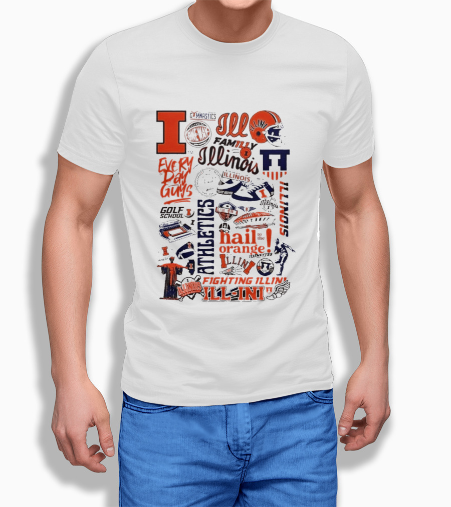 Illinois Fighting Illini Athletics Symbols Illini Orange Blue Football Basketball Golf Illini Till I Die T-Shirt