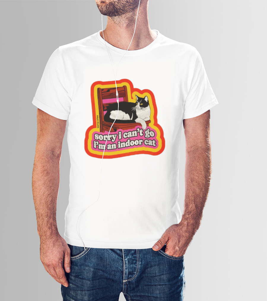 Indoor Cat Humor Sorry I Can't Go Vintage Feline Vibes T-Shirt