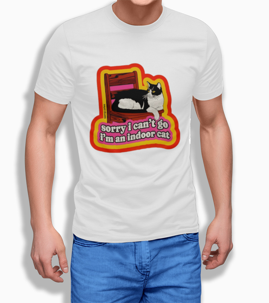 Indoor Cat Humor Sorry I Can't Go Vintage Feline Vibes T-Shirt
