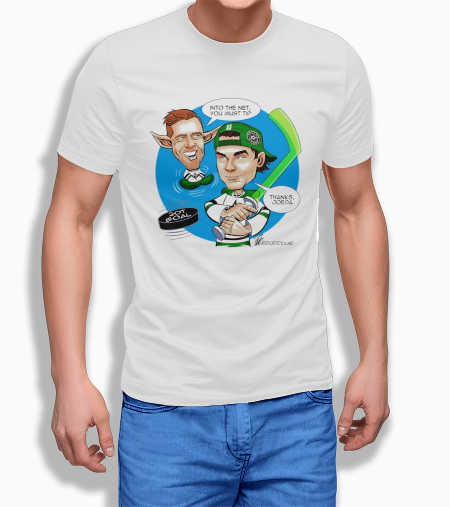 Joe Pavelski Wyatt Johnston Dallas Stars Into The Net You Must Tip T-Shirt