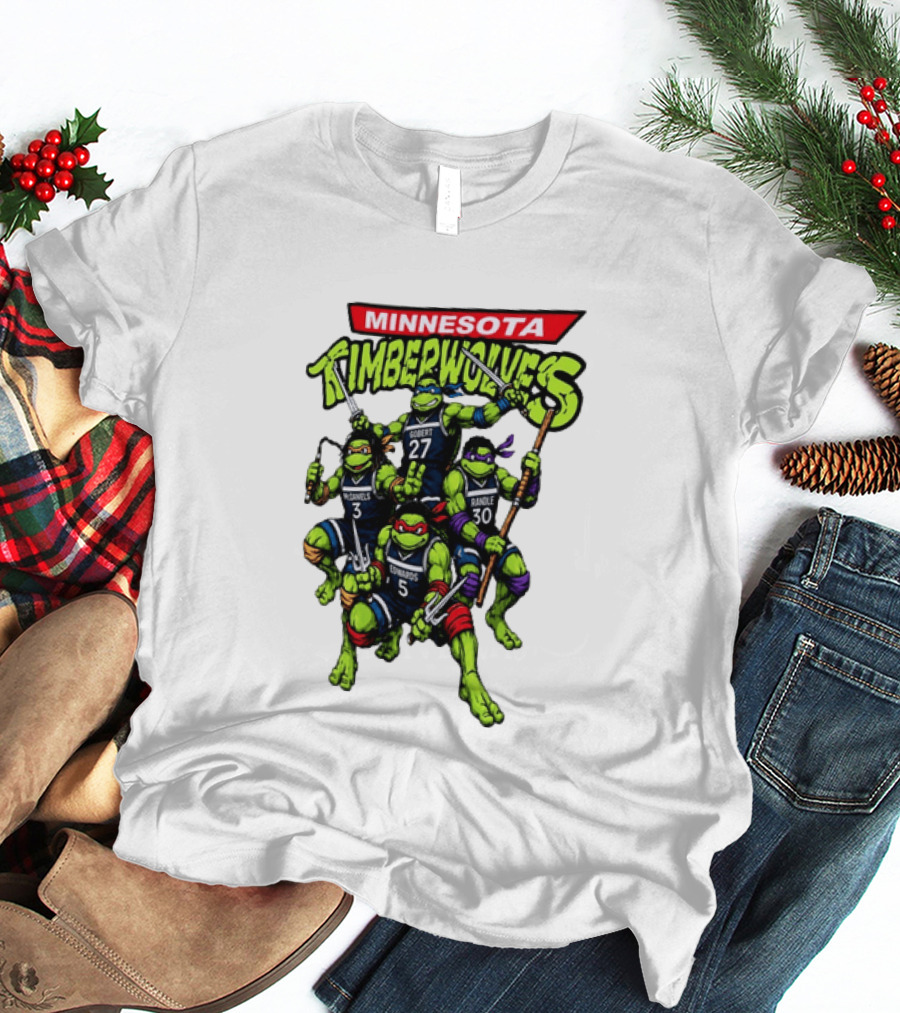 Minnesota Timberwolves Ninja Turtles Crossover Edwards Gobert Randle McDaniels T-Shirt