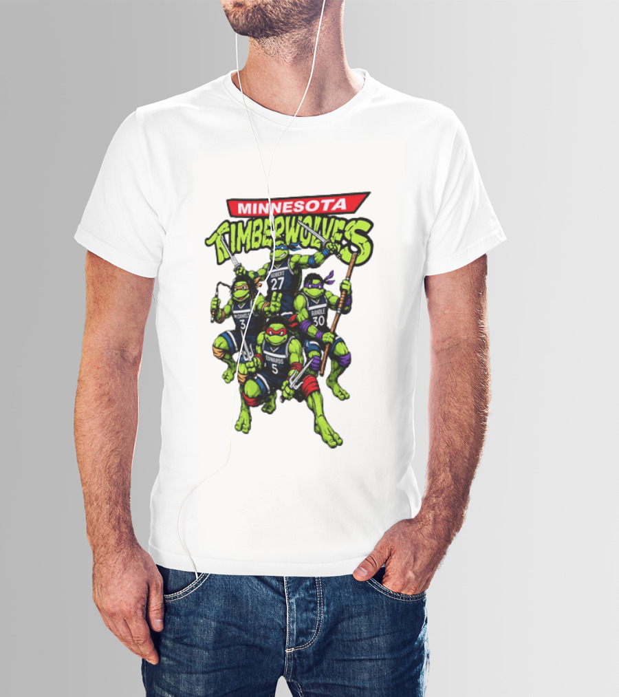 Minnesota Timberwolves Ninja Turtles Crossover Edwards Gobert Randle McDaniels T-Shirt