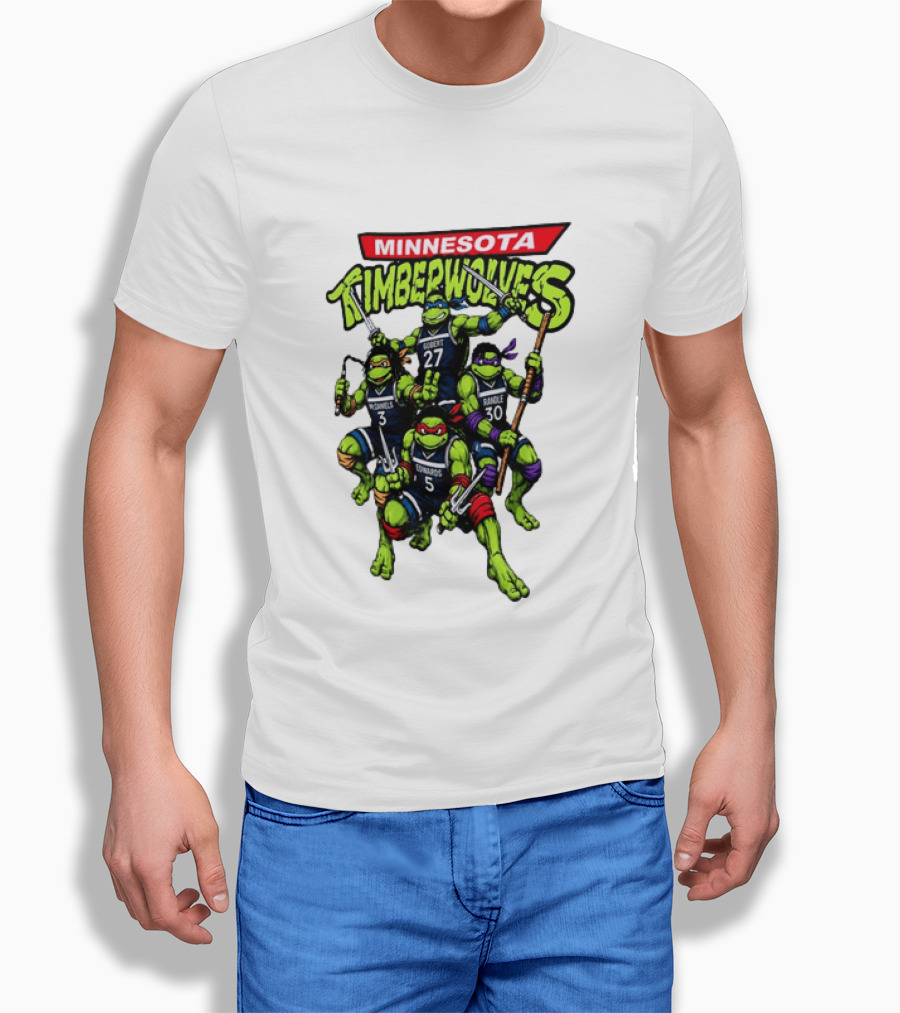Minnesota Timberwolves Ninja Turtles Crossover Edwards Gobert Randle McDaniels T-Shirt