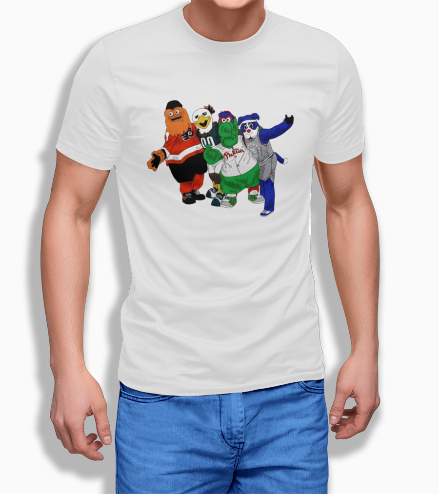 Philly Mascots Gritty Swoop Phanatic Franklin 2026 Sports Characters T-Shirt