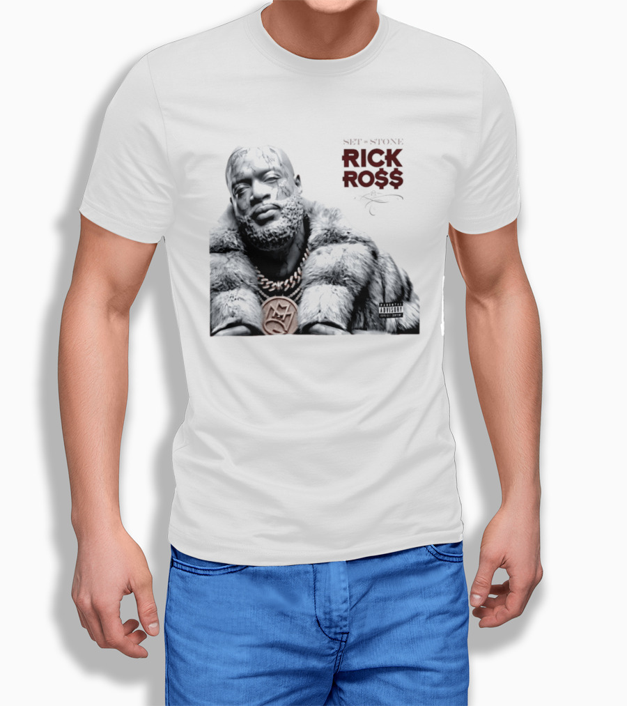 Rick Ross Set In Stone Album Cover Maybach Music Group Parental Advisory T-Shirt