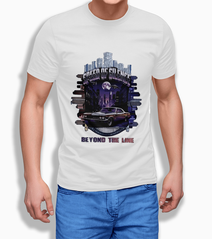 Speed Of Silence Cityscape Classic Car Moonlight Beyond The Line T-Shirt
